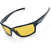 DEAFRAIN Night Vision Glasses, Night Driving Glasses for Men Women, Yellow Lens with Anti Glare for Fishing