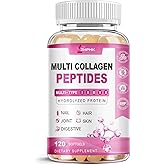 ZHPHK Multi Collagen Peptides for Women 2000mg Hydrolyzed Collagen Peptides Pills from Type I II III V X with Hyaluronic Acid Better Absorption with Vitamin C Support Skin Hair Nail | 120 Count
