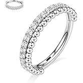 GAGABODY Daith Jewelry Conch Piercing Jewelry 16G Hoop 316L Surgical Steel 8mm 10mm Hinged Nose Rings Clicker Earring for Women Earring Hoop for Lobe CZ/Opal