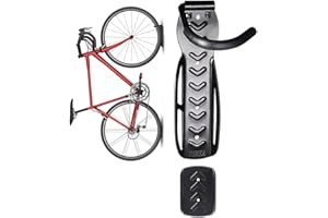 DIRZA Bike Wall Mount Rack with Tire Tray - Vertical Bike Storage Rack for Indoor,Garage,Shed - Easy to install - Great for Hanging Road,Mountain or Hybrid Bikes - Screws Included - 1 Pack