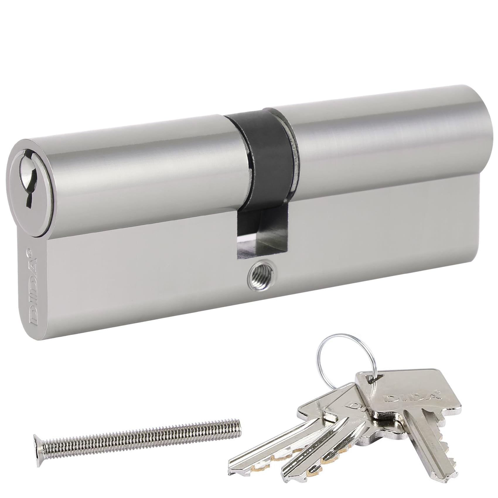 DIDA® 85mm(40/45) Euro Cylinder Lock,UPVC Door Lock Barrel with 3 Keys,High Security,Anti-Pick Anti-Bump Anti-Drill,Nickel Finish,Suitable for All Door Types,BS EN 1303:2010