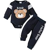 Megeoly Newborn Baby Boy Outfit Knitted Long Sleeve Romper and Pants Set Infant Fall Winter Clothes