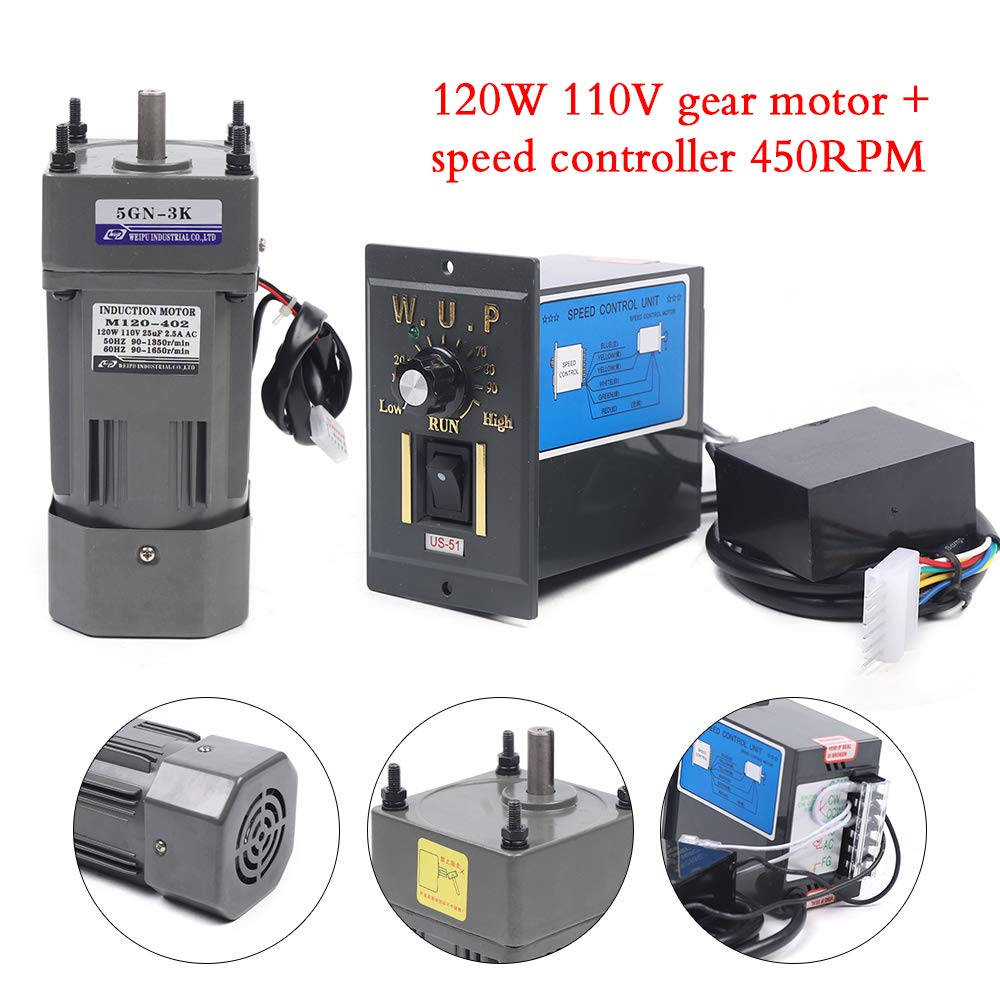 Mua 110V 120W AC Gear Motor Electric Single-Phase Gear Motor 0-450 RPM ...