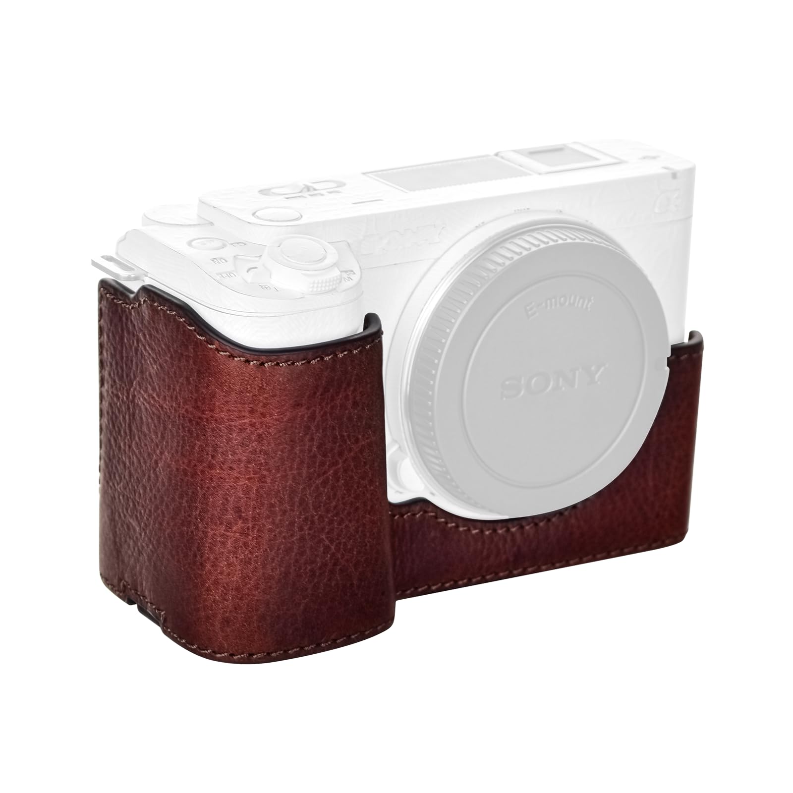 MUZIRI KINOKOO Sony ZV-E1 Case - Genuine Real Leather Half Case for Sony ZV-E1/ZVE1 Camera - Protective Case with Bottom Opening Version - Brown