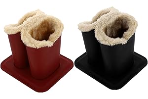 CALLARON 2pcs Plush Lined Dual Eyeglasses Holder Stand with PU Leather Base Spectacle Organizer for