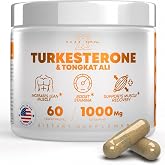 Turkesterone Tongkat Ali Supplement for Muscle Strength &amp; Recovery Support | 500mg Ajuga Turkestanica + 250mg Tongkat Ali, 60 Capsules, Turkesterone Supplement 1000mg, Made in The USA BY Peak Revival-X