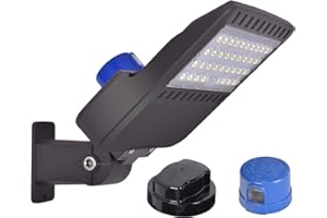 SZGMJIA 150W Parking Lot Lighting, 22,500LM Super Bright 5000K Daylight White, Replaces 1500W Halide, AC100-277V LED Street Lights Shoebox Pole Light with Dusk-to-Dawn photocell for Stadium Roadway