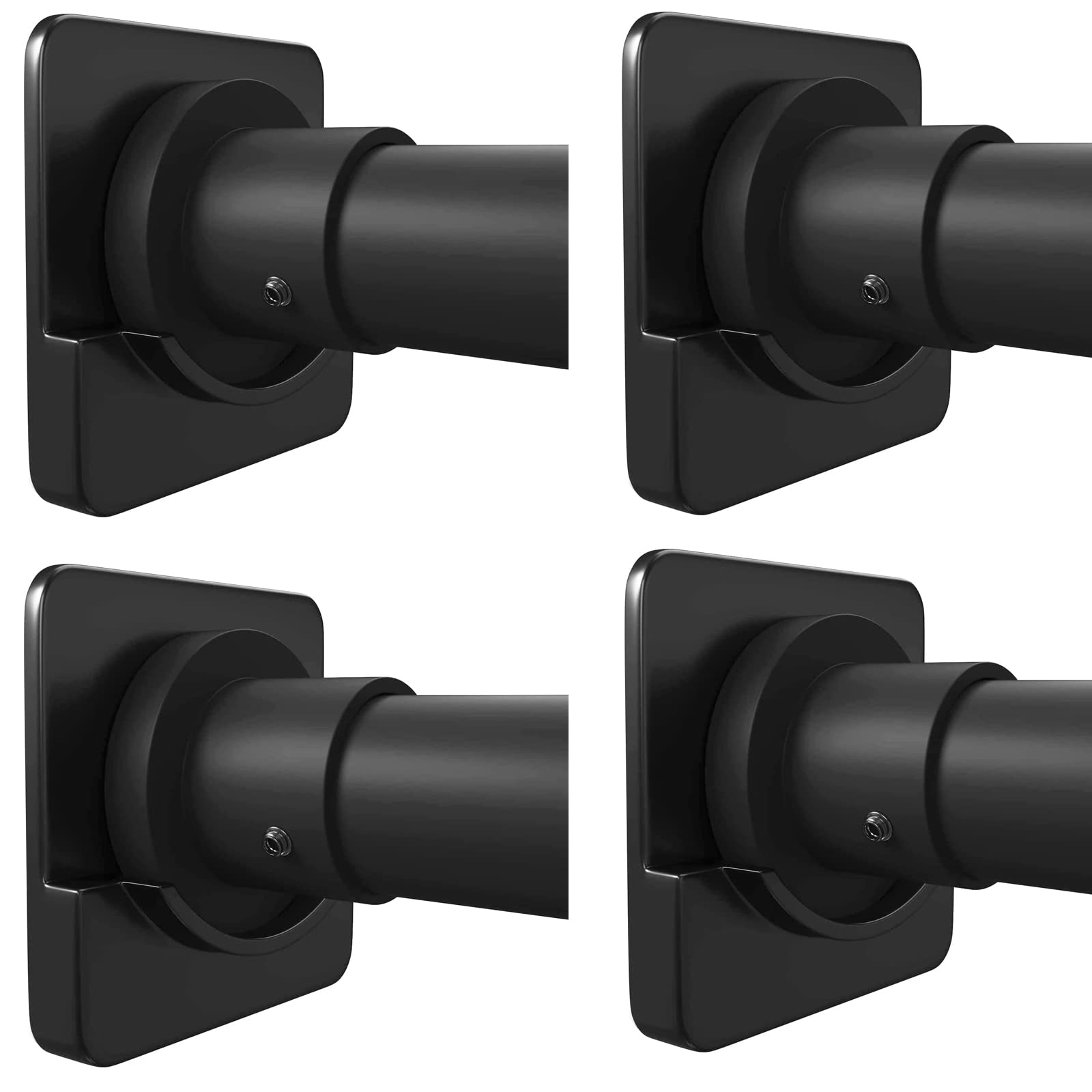 Photo 1 of ICERO Adhesive Shower Curtain Rod Holder | No Drilling, Sticking Them up Or Easy Places to Drill for a Fixture | Strong Hold | 4 Pack, Black (Rod Not Included)