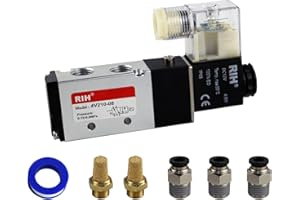 RIH Pneumatics Solenoid Valve 4V210-08 12V/24V/110V Series Single Coil Pilot-Operated Electric 2 Position 5 Way Connection Type (DC12V/Junction Box, 1/4"NPT)