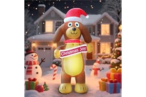 GARIG 10FT Christmas Inflatables Christmas Puppy Dog Outdoor Decorations, Christmas Blow Up Yard Decorations with Built-in LEDs for Xmax Outdoor Party, Yard, Garden