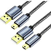 Yeung Qee Mini USB Cable 1.5ft,Braided USB 2.0 Type A to Mini B Cable Charging Cord Compatible with PS3 Controller, MP3/4 Player,PDA, Camera, Scanner and More Mini USB Devices (1.5FT/50CM,2 Pack)