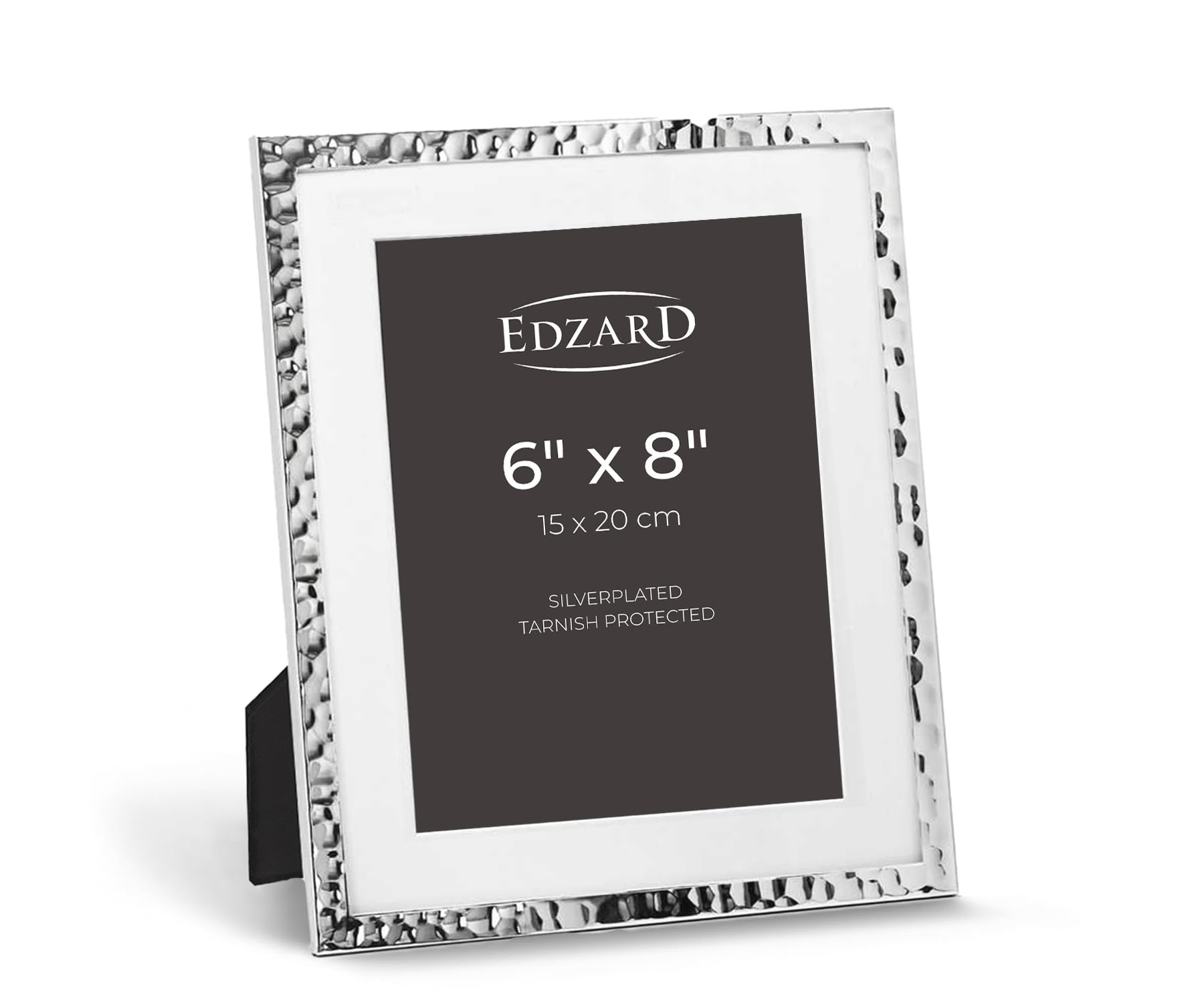 Edzard Silver Plated Photo Frame 6"x8" (15x20 cm) Fano, Non-Tarnishing, High Gloss Finish, Real Glass Front & Premium Velvet Back, Portrait or Landscape Display - Elegant Wedding Gift
