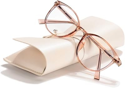 FONHCOO Blaulichtfilter Brille Damen TR90 Blaulichtbrille ohne Sehstärke, Superleichte Anti-Müdigkeit Computerbrille Gaming Schutzbrille (Champagner)