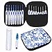 LFBEST 16 PCS Ergonomic Crochet Hooks,Non Slip Handle, Knitting Needles, Crochet Kits with Blue White Porcelain Pattern Case,with Portable Scissor,Gauge Measure Ruler