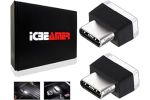 ICBEAMER Type C Adapters Atmosphere Light, [Color: White] | Universal Plug-in Miniature Night Light | LED USB Car Interior and Trunk Ambient Illumination