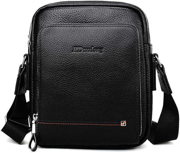 Amazon Whatna牛革 ミニショルダーバッグ メンズ 縦型 ポシェット ショルダーミニポーチ 厚手本革 軽量 小型 小さめメッセンジャー バッグ 斜め掛け ビジネス 通学 通勤鞄 軽量 実用 自転車 かばん男性用 黒 500 500 16 牛革黒 Whatna ショルダーバッグ