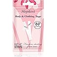 Hopkost Clothing Tape for Women - Double Sided Body Tape for Clothes, Dress, Pants, Transparent All Day Strength Clothing Tape for Skin (Clear, 60 Strips Pack)