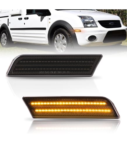4PCS LED Side Marker Lights For 2010-2013 Transit Connect | Clear Lens, Amber/Red, IP67 Waterproof, Easy Plug & Play