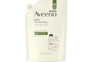 Aveeno Daily Moisturizing Body Wash for Sensitive Skin + Prebiotic Oat, Gently Cleanses, Nourishes & Feels Moisturizing Dry Skin, Light Fragrance, Refill Pouch, 36 fl. oz
