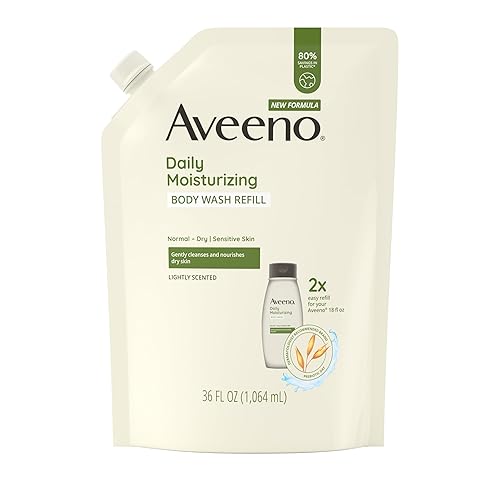 Aveeno Daily Moisturizing Body Wash for Sensitive Skin + Prebiotic Oat, Gently Cleanses, Nourishes & Feels Moisturizing Dry Skin, Light Fragrance, Refill Pouch, 36 fl. oz