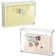 BTSKY 2 Pack Clear Acrylic Index Card Box for 4x6 Inch Cards, Index Card Holder Notecard Box Recipe Card Box Plastic Storage Organizer for Filling Index Cards, Note Cards, Flashcards, Recipes