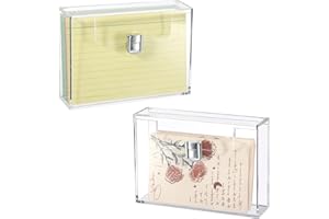 BTSKY 2 Pack Clear Acrylic Index Card Box for 4x6 Inch Cards, Holder Notecard Box Recipe Card Box Plastic Storage Organizer for Filling Index, Note Cards, Flashcards, Recipes