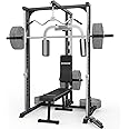 DONOW Smith Machine with Bench, Power Cage Power Rack Squat Rack with Smith Bar Home Gym System with LAT Pull Down Chest Station for Strengthen Training