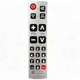 RIVIERA Simple Big Button Universal Remote for Old LG Samsung Sony Vizio Sharp Toshiba JVC Sanyo Zenith Panasonic Philips Hitachi RCA Hisense TCL More Brand Easy Use for Seniors No Voice Control