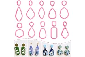 Keoker Clay Cutters, Organic Polymer Clay Cutters for Earrings Making, 20 Shapes Floral Polymer Clay Cutters, Studs Clay Cutters for Polymer Clay Jewelry (A+B)