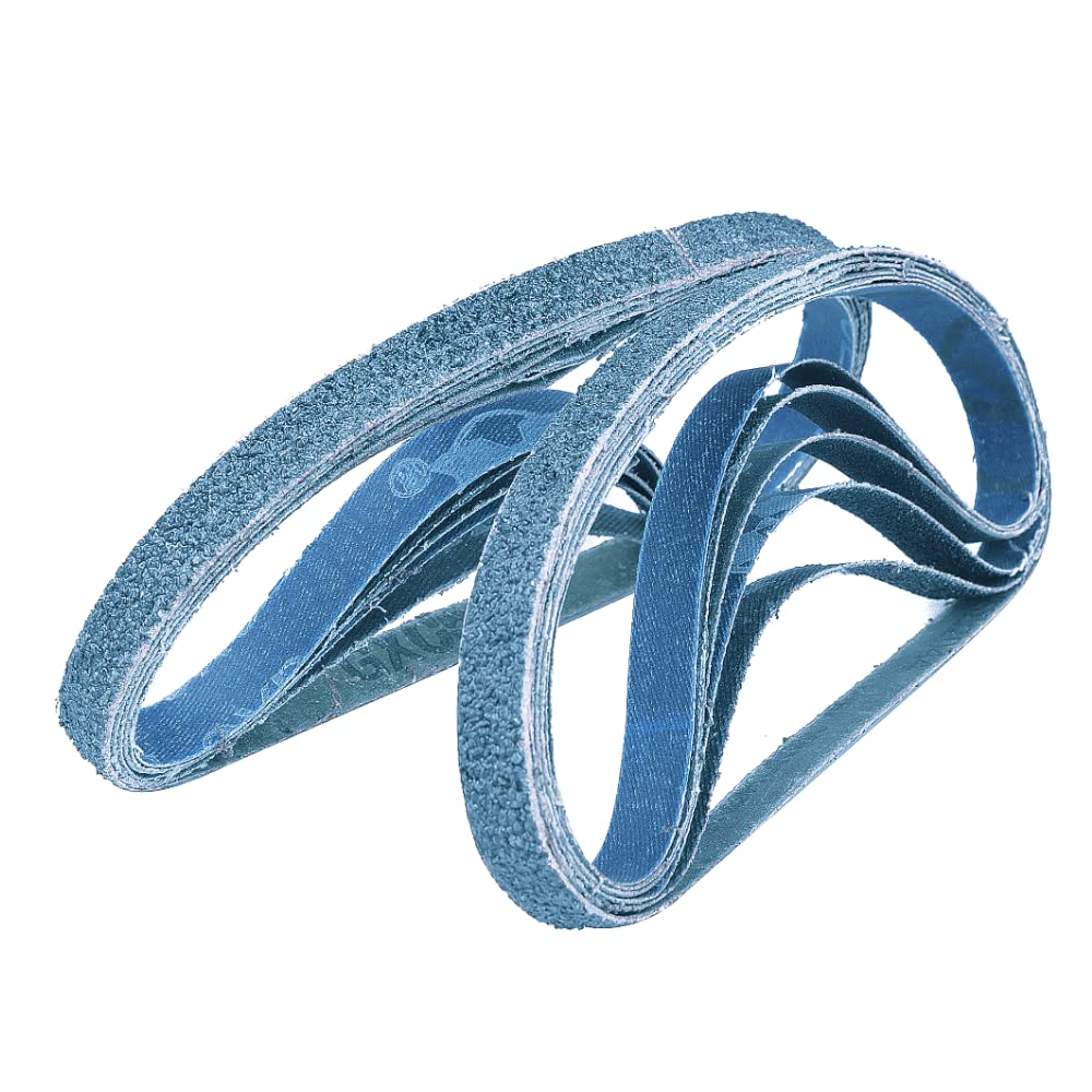 13mm X 457mm Sanding Belts, 4 Each of 40/60/80/120 Grits, Blue Belt Sander Tool for Woodworking, Metal Polishing, Zirconia Sanding Belts (16 Pack)