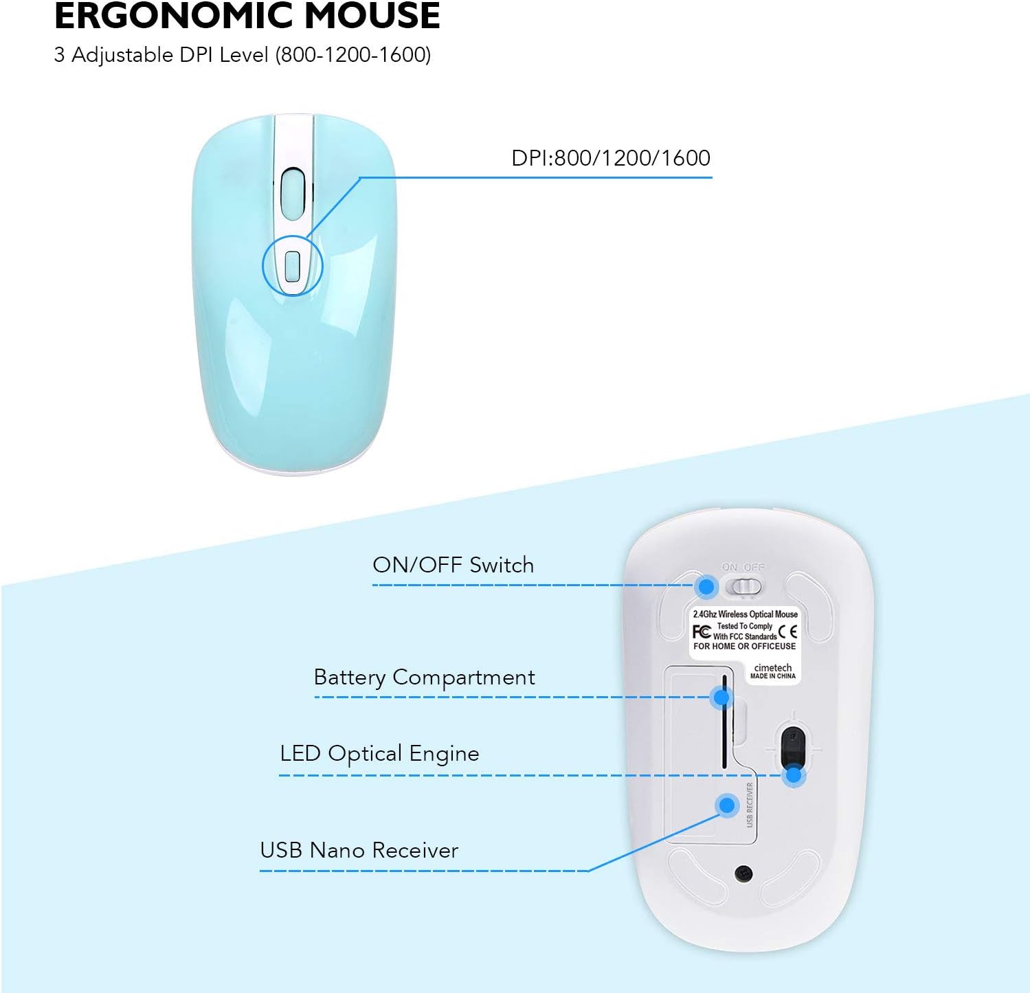 Wireless Keyboard Mouse Combo, Cimetech Compact Full Size Wireless Keyboard and Mouse Set 2.4G Ultra-Thin Sleek Design for Windows, Computer, Desktop, PC, Notebook, Laptop - (Turqouise): Computers & Accessories