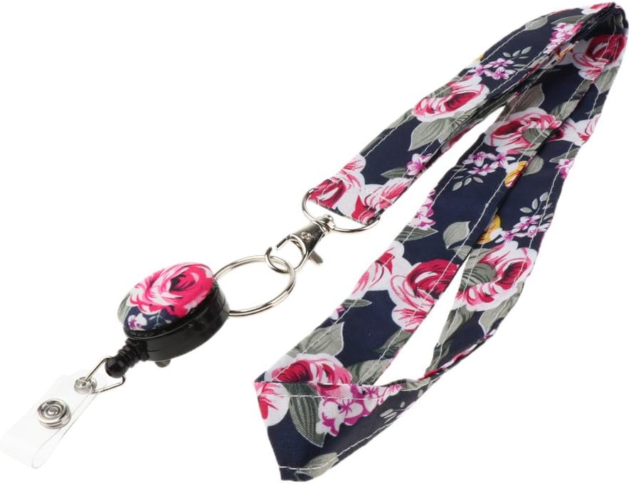 Fashion Fabric Lanyard for ID Card Badge with Reel Retractable Clip - Printed Lanyard for Keys, Cell Phone Holder for Women & Girls - 5
