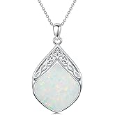 YYB Gemstone Teardrop Necklace for Women 925 Sterling Silver Celtic Knot Pendant Irish Jewelry Anniversary Birthday Valentines Day Gifts for Her