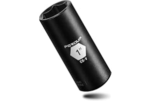 PGROUP 3/8” Drive Deep Impact Socket, SAE(1 Inch socket), 6-Point, Cr-V Steel With Black Manganese Phosphate Coating
