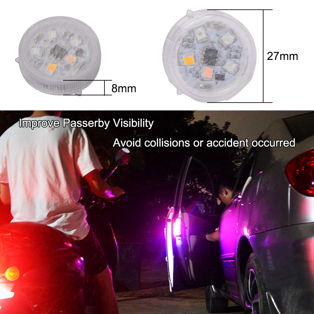 4Pcs Car Door LED Warning Light, CJRSLRB Strobe Safety Lights, Waterproof Flashing Warning Light for Anti Rear-End Collision (Multicolor)