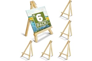 Conda 6 Pack 9 Inch Mini Wooden Display Easels, A-Shaped Mini Easel Stand for Small Painting, Painting Party Easel for DIY Crafts, Photos, Gift, Decoration