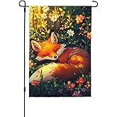 Fox Garden Flag Vertical Double Sided Outdoor Yard Flags 12.5x18 Inch Burlap Banners for House Lawn