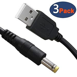 SIOCEN 3 Packs 4FT USB 2.0 A Male to DC 4.0mm x 1.7mm 5 Volt DC Barrel Jack Power Cable,DC 5V Power Plug Connector Charger Cord for Sony PSP 3000 2000 1000,Tablet,Cellphone,Laptop,Netbook,Electronics