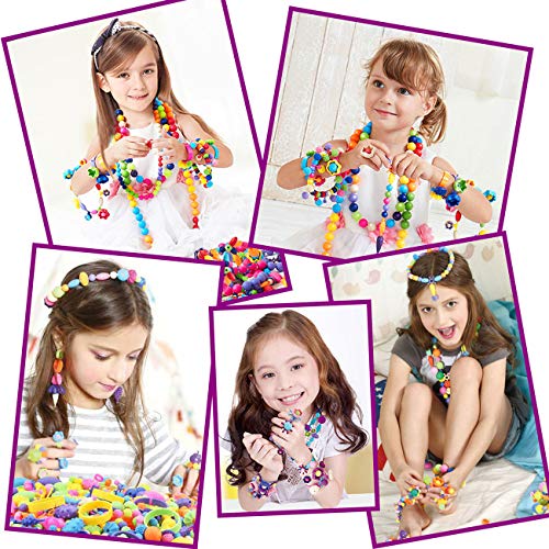 Rosykidz Snap Pop Beads Set, 600 Pcs Arty Beads Jewelry Making Kit with Rhinestone Sticker, Bracelet Necklace Ring Hairband Earrings Arts and Crafts Toys for Kids 4, 5, 6, 7, 8, 9 Years Old Girls - Thumbnail 4