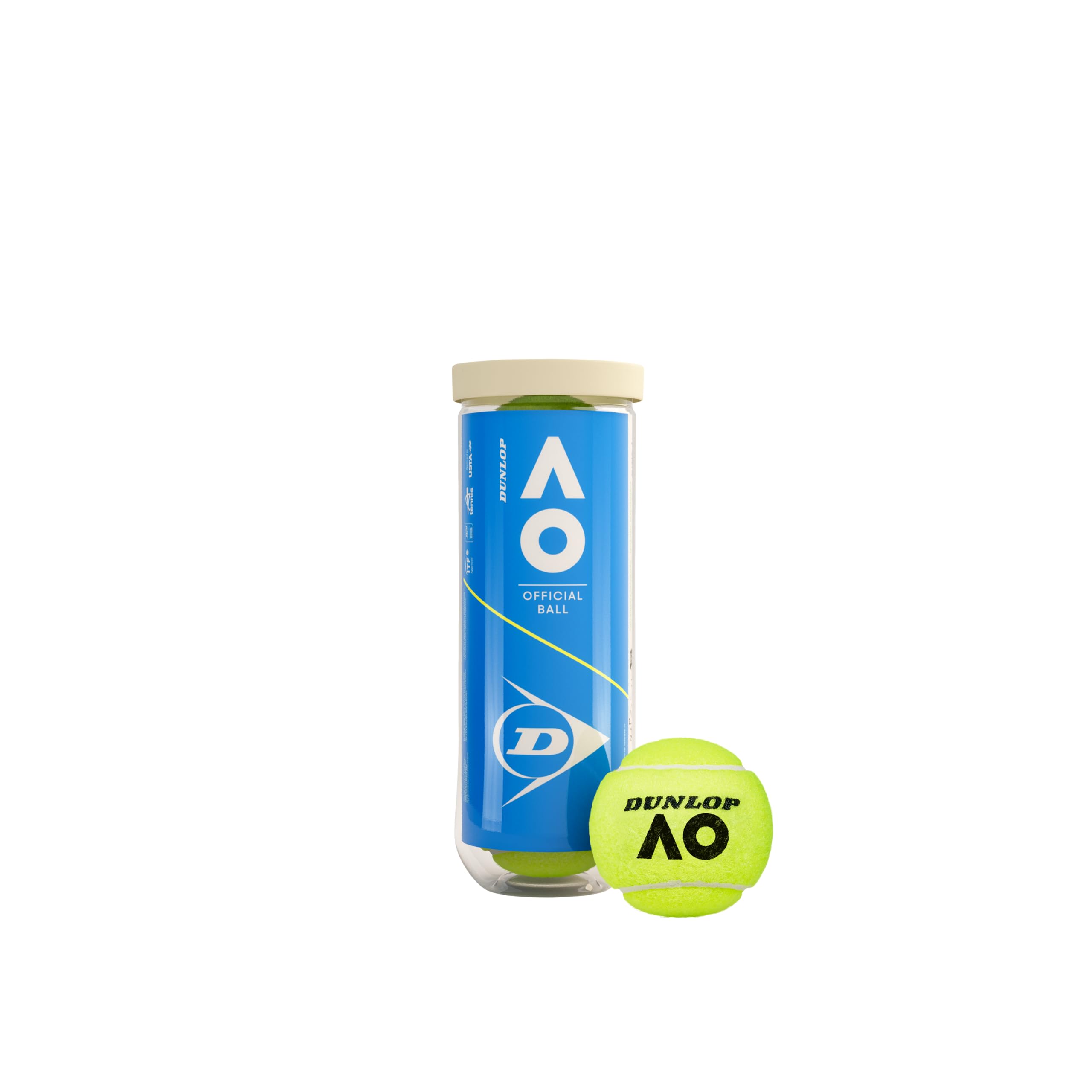 DUNLOP Tennis Ball Australian Open - for Clay, Hard Court and Grass (1x3 Pet), Yellow