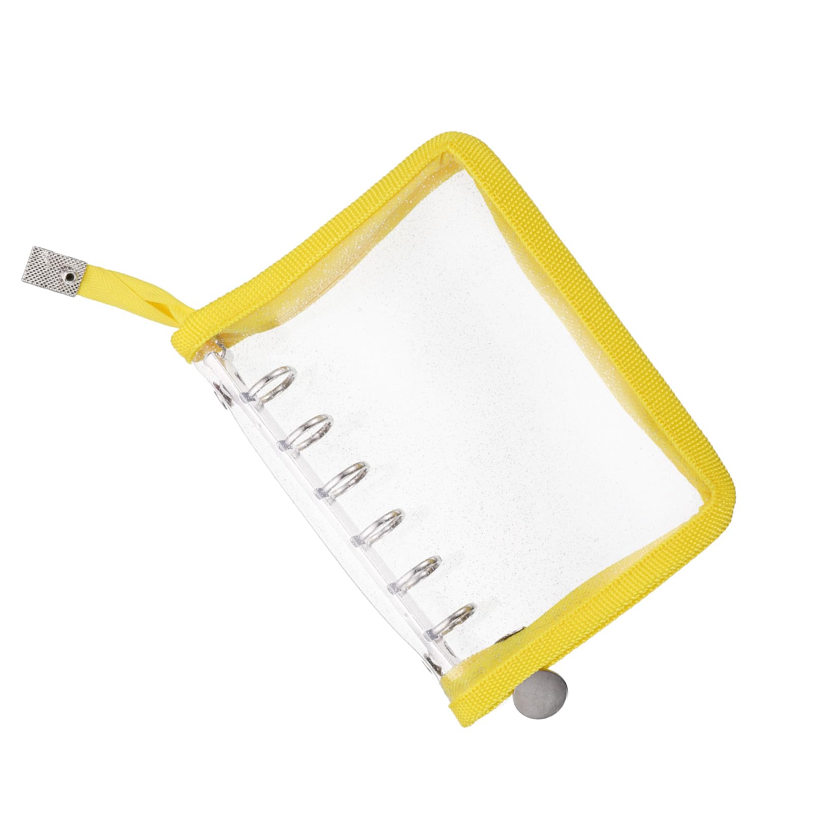PATIKIL A7 Bling Clear Binder Cover, Soft PVC Loose Leaf Binder Protector Refillable Notebook Shell with Zipper for DIY Meeting Notebook Folder, Yellow
