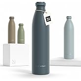 LARS NYSØM Stainless Steel Insulated Water Bottle 12oz 17oz 25oz 34oz 51oz | Insulated Thermo Flask for Hot and Cold Beverages | Leakproof Drinking Bottle (Stone Blue, 33.9oz)
