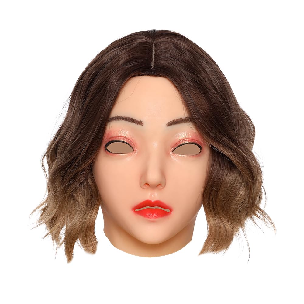 Cyomi Realistic Silicone Female Head Mask Hand-Made Female Face for Halloween Transvestite Crossdressers Cosplay Drag Queen