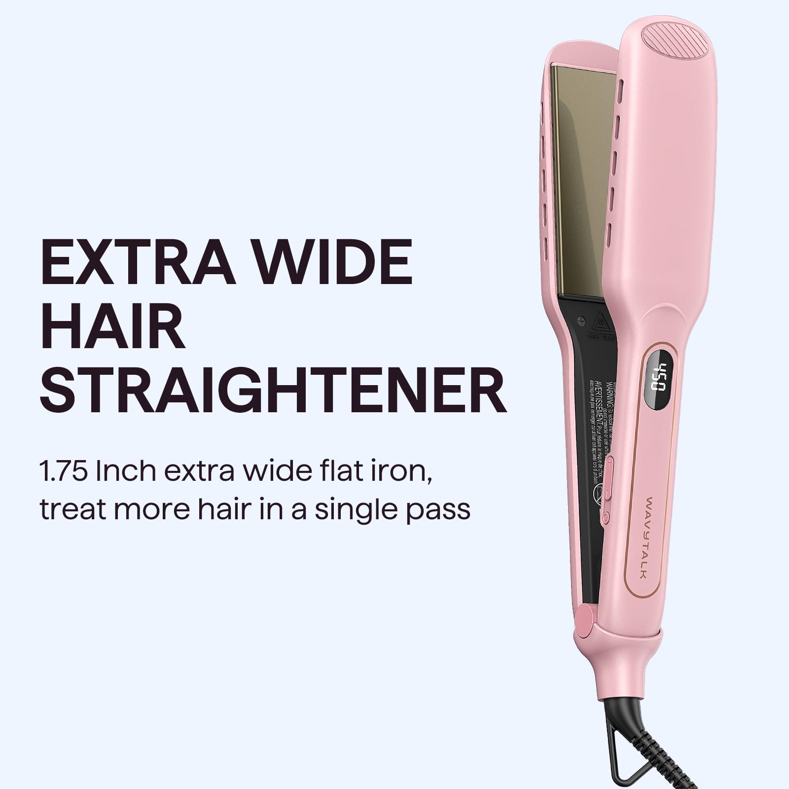 Wavytalk Wet to Straight Hair Straightener, Titanium 1.75 Inch Wide Vent Sesh Flat Iron for Damp or Dry Hair, Straightener with Dual Voltage Leave Silky Smooth Look, 20% Faster Styling, Pink