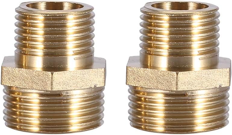 Hililand Brass Hex Nipple 3/4 to 1/2 Reducing Male Pipe Fitting Water Air Fuel