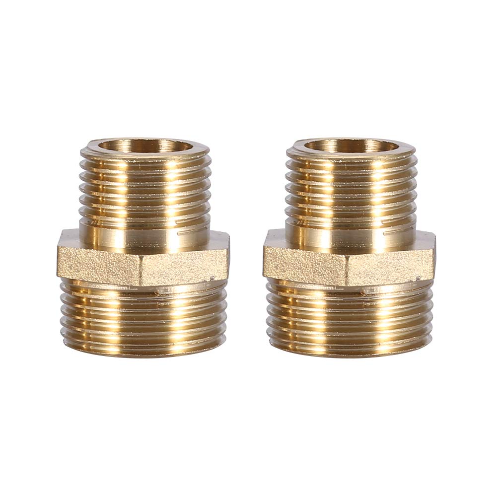 Brass Hex Nipple Pipe Fitting, 3/4" to 1/2" Reducing Male Pipe Connector, Intensification Type for Water Air and Fuel Tube Connections
