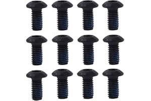 12-Pack M5 x 9mm for T25 Stainless Steel Disc Brake Bolts for Road and Mountain Bikes – Flat Head, Anti-Loosening Screws(Blac