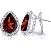 8.12 Carat 14K Solid White Gold French Clips Earrings Diamond Garnet