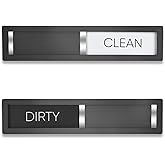 Dishwasher Magnet Clean Dirty Sign, HYF DESIGN Grade 304 Stainless Steel, Non-Scratch/Easy to Read & Slide/Strong Clean Dirty Magnet for Dishwasher, Extra Adhesive Tapes Included(Black-04)