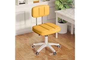 HDHNBA Adjustable Drafting Swivel Chair Home Office Chair Armless, Office Desk Chair Round Rolling Stool with Back Height Adjustable Work SPA Salon Stools Chair with Wheels (Modern, Yellow)